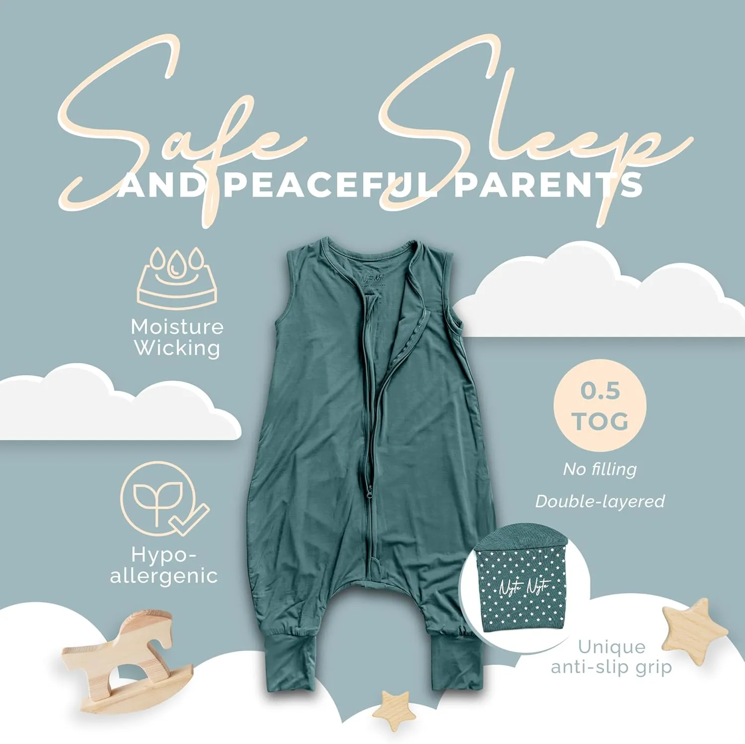 0.5 TOG Sleeveless Sleep Sack, Soft Baby & Toddler Sleeping Sack