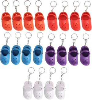 20 Pieces Slipper Keychain, Cute Mini Shoe Keyrings Assorted Colors Soft Silicone for Valentines Day Decorate Handbags Walls Doors Backpacks