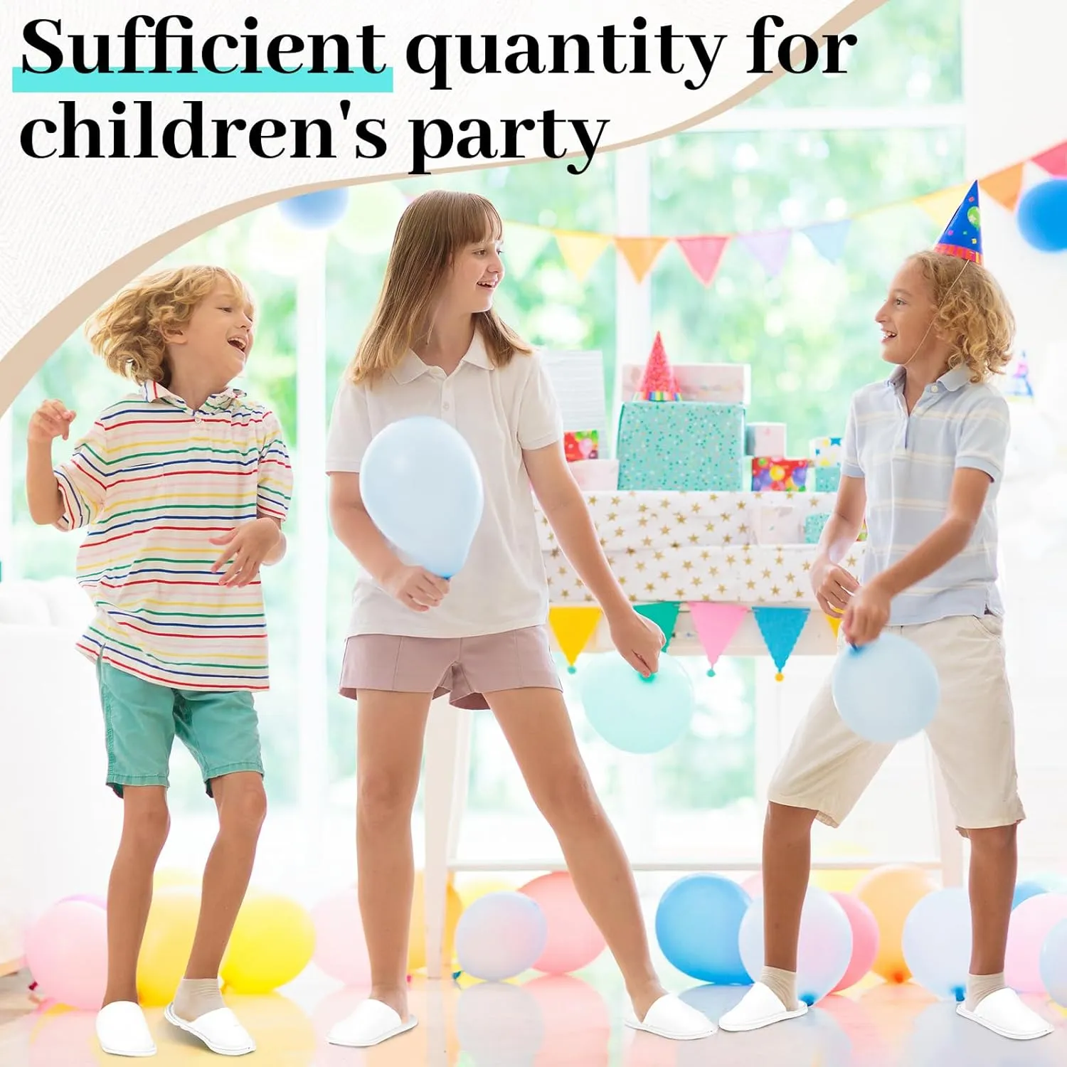 24 Pairs Kids Disposable Slippers Non Slip Closed Kids Spa Slippers Comfortable Home Slippers Disposable Spa Indoor Outdoor Slipper for 4-12 Years Old Boys Girls Party Hotel Travel(White,S)