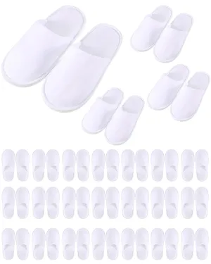 24 Pairs Kids Disposable Slippers Non Slip Closed Kids Spa Slippers Comfortable Home Slippers Disposable Spa Indoor Outdoor Slipper for 4-12 Years Old Boys Girls Party Hotel Travel(White,S)