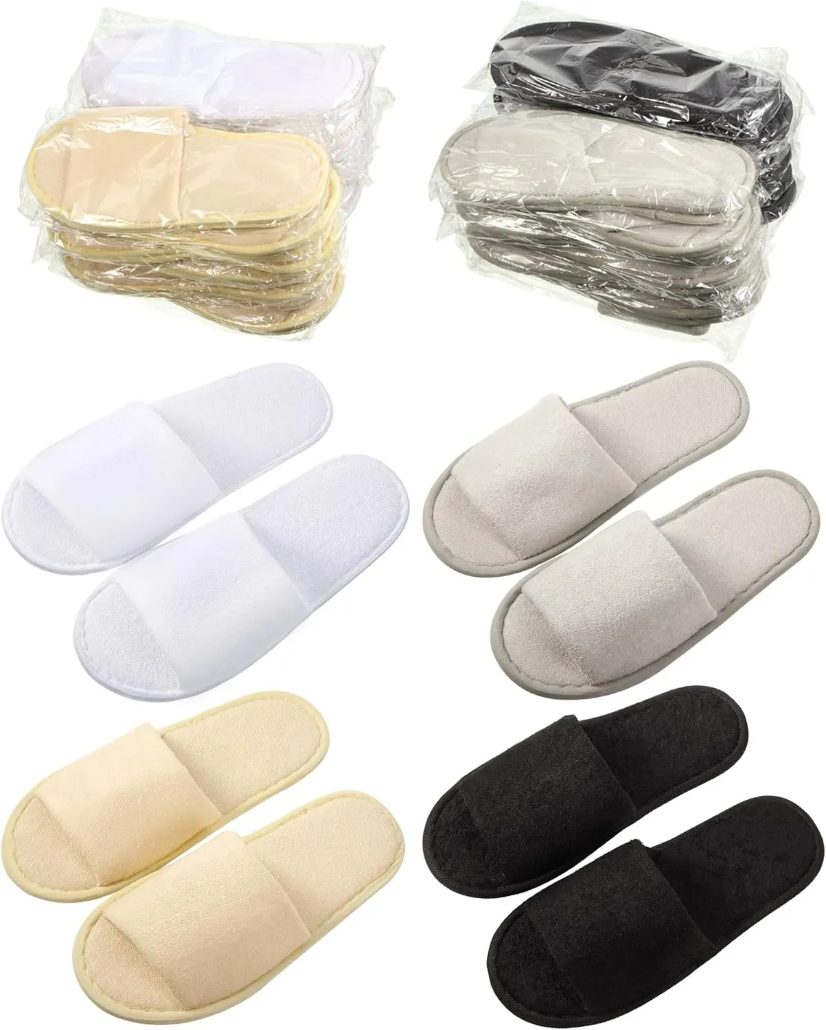 24 Pairs Spa Disposable Slippers Open Toe Non Slip Slippers for Women Men Guests Hotels Home Party Housewarming
