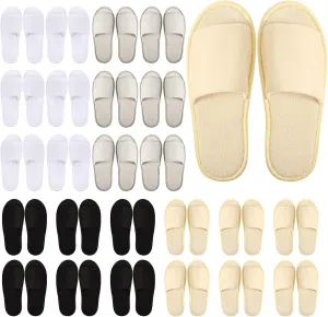 24 Pairs Spa Disposable Slippers Open Toe Non Slip Slippers for Women Men Guests Hotels Home Party Housewarming