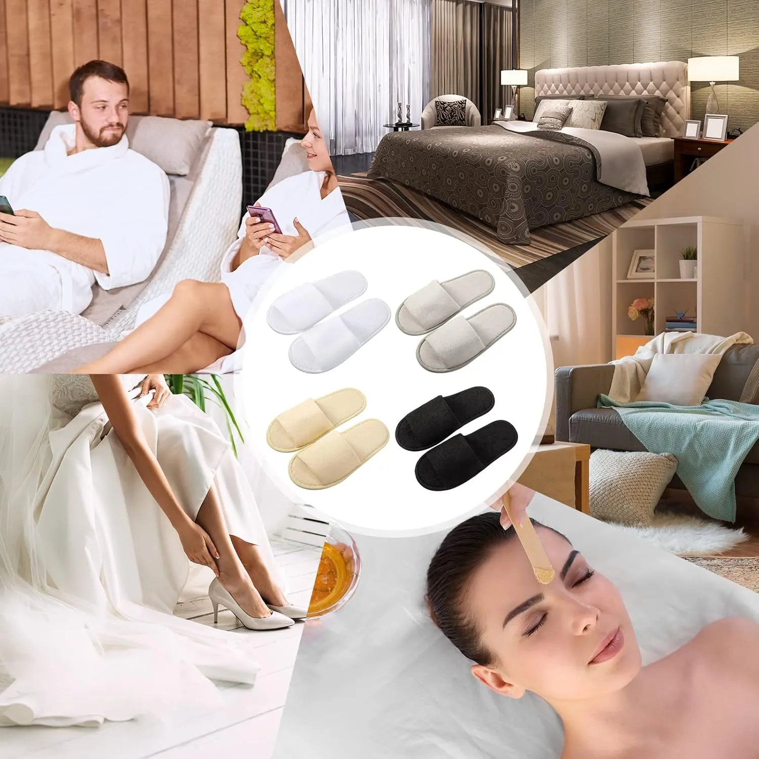 24 Pairs Spa Disposable Slippers Open Toe Non Slip Slippers for Women Men Guests Hotels Home Party Housewarming