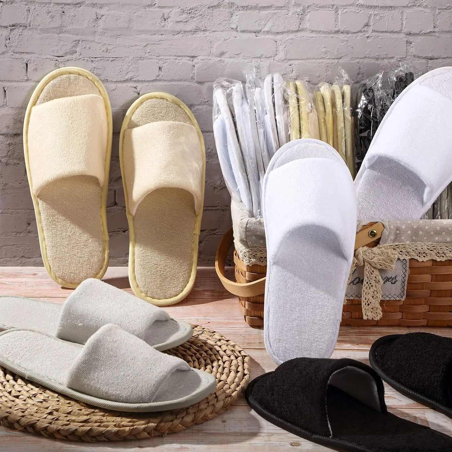 24 Pairs Spa Disposable Slippers Open Toe Non Slip Slippers for Women Men Guests Hotels Home Party Housewarming