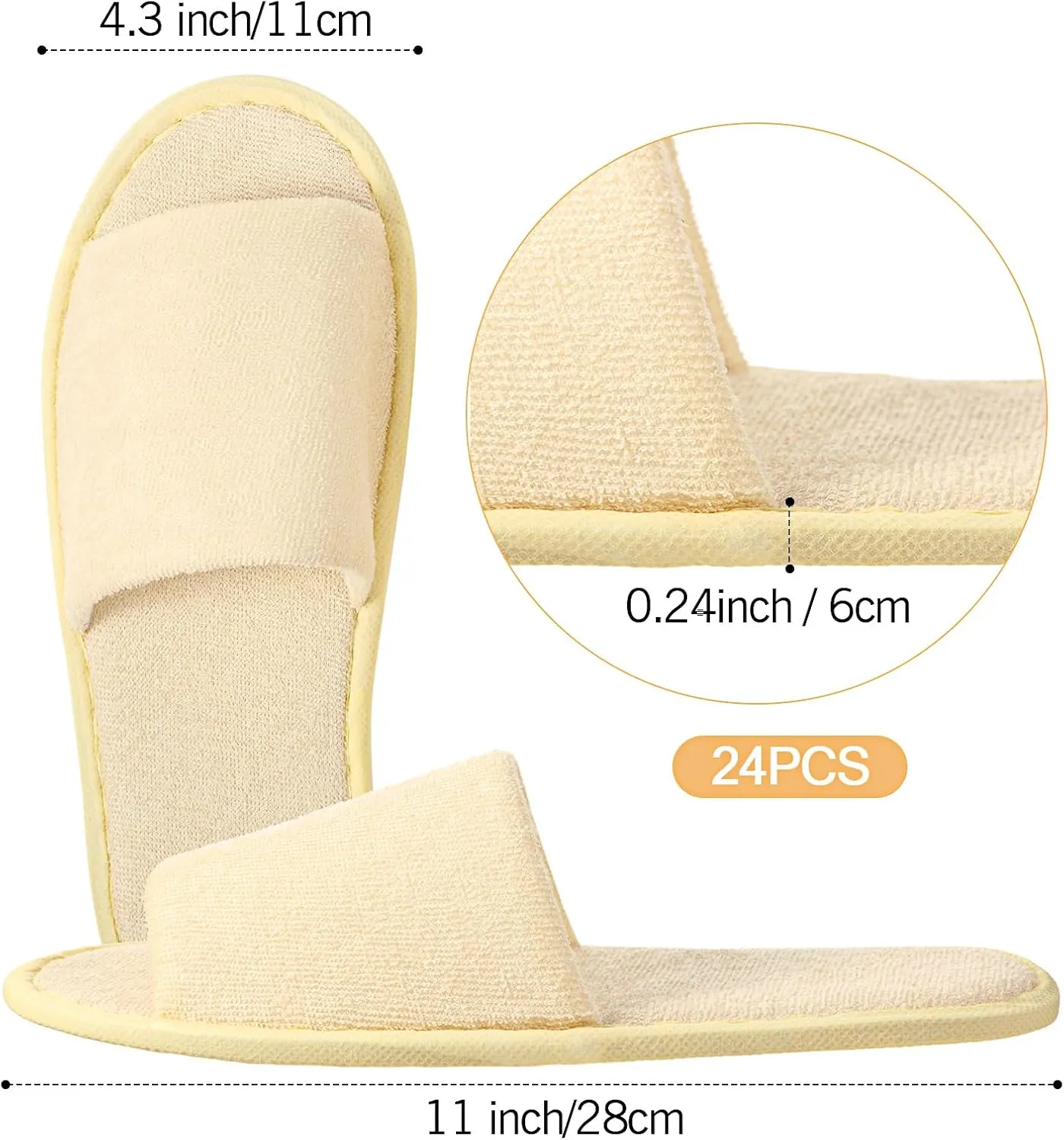 24 Pairs Spa Disposable Slippers Open Toe Non Slip Slippers for Women Men Guests Hotels Home Party Housewarming