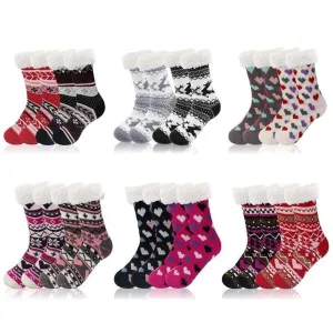 3-Pairs: Women's Assorted Soft Sherpa Slipper Socks