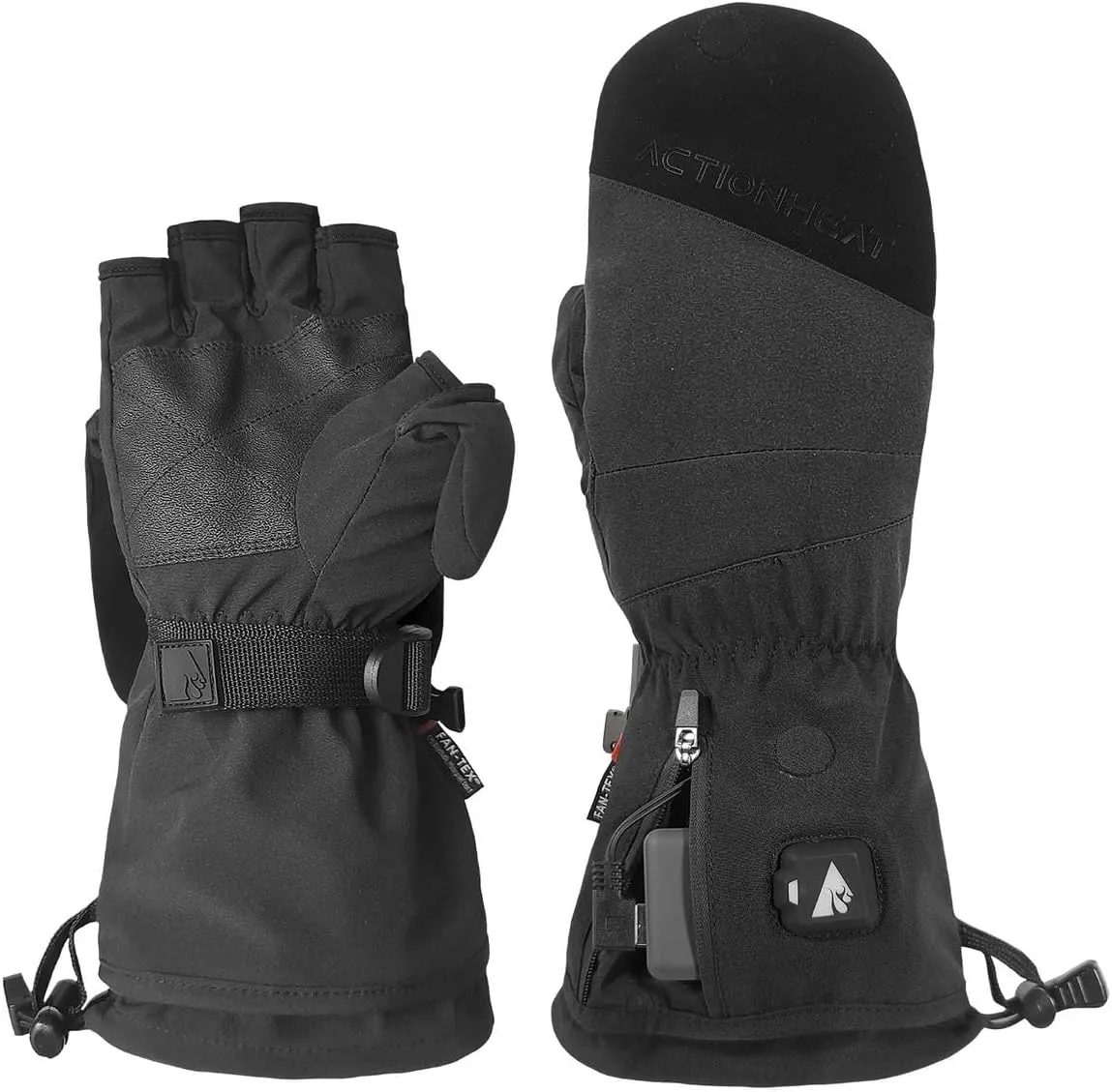 ActionHeat 5V Mens Battery Heated Glomitts Innovative Gloves&Mitten Combination Battery Operated Gloves Upto 3.5 Hours Power