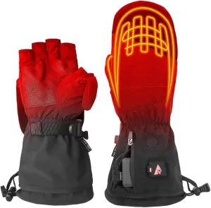 ActionHeat 5V Mens Battery Heated Glomitts Innovative Gloves&Mitten Combination Battery Operated Gloves Upto 3.5 Hours Power
