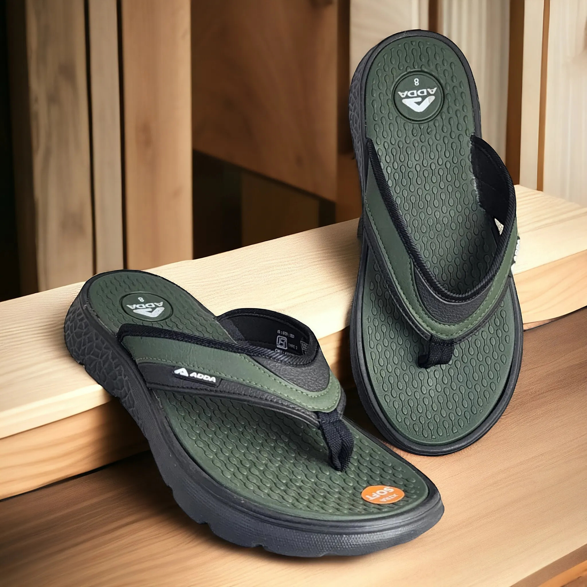 ADDA HYBRID1 OLIVE/BLACK Men's Slipper/Chapple/Flip flop