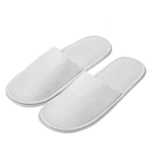 AhfuLife Spa Slippers 5 Pairs - White Disposable Closed-Toe Hotel Slippers, Non-slip for Guests, House, Bedroom, Wedding, Party, Travel - Unisex