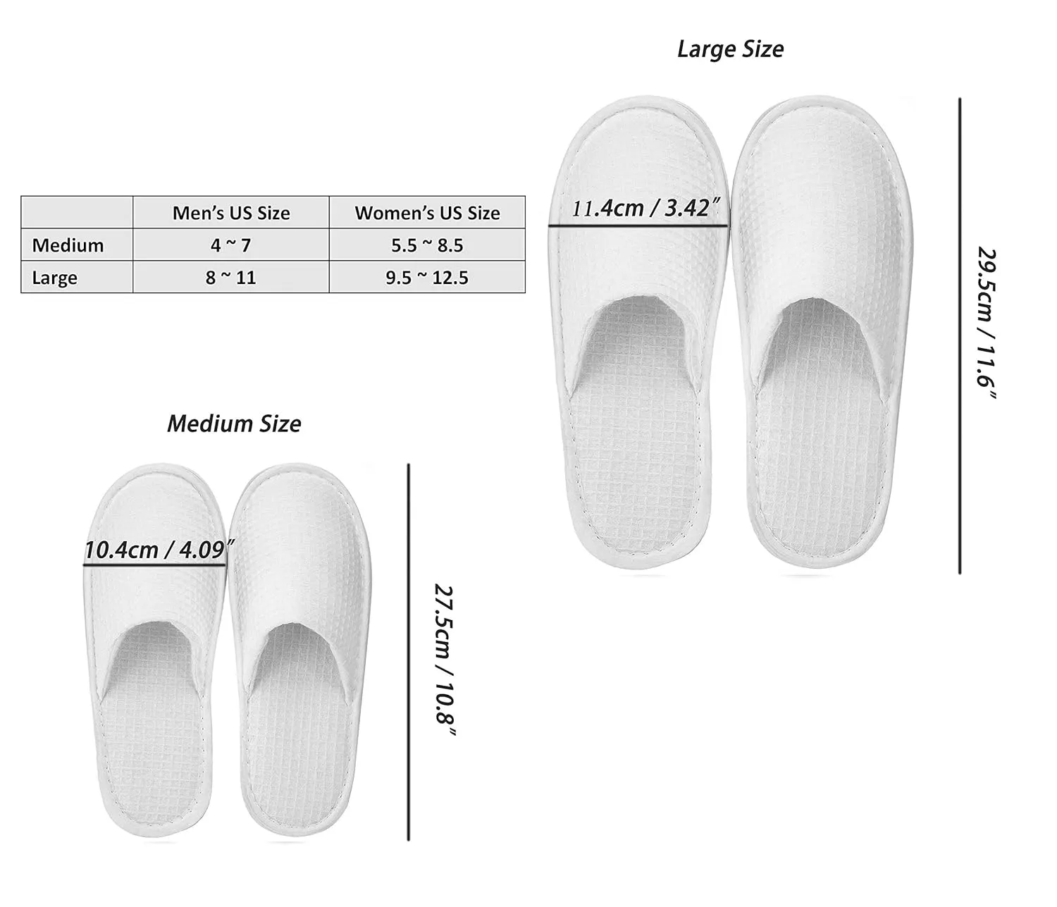AhfuLife Spa Slippers 5 Pairs - White Disposable Closed-Toe Hotel Slippers, Non-slip for Guests, House, Bedroom, Wedding, Party, Travel - Unisex