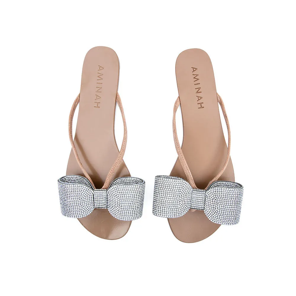 Aminah Abdul Jillil Crystal Flip Flop Flats