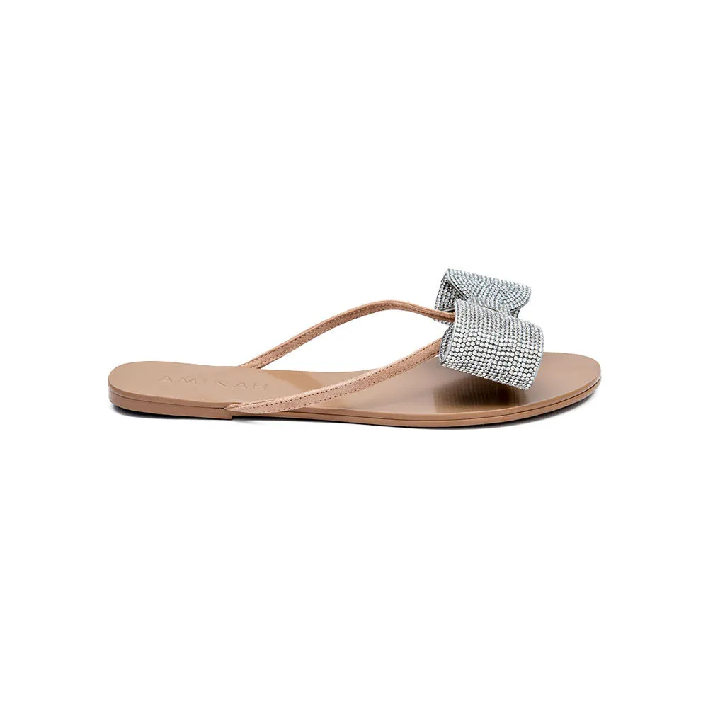 Aminah Abdul Jillil Crystal Flip Flop Flats