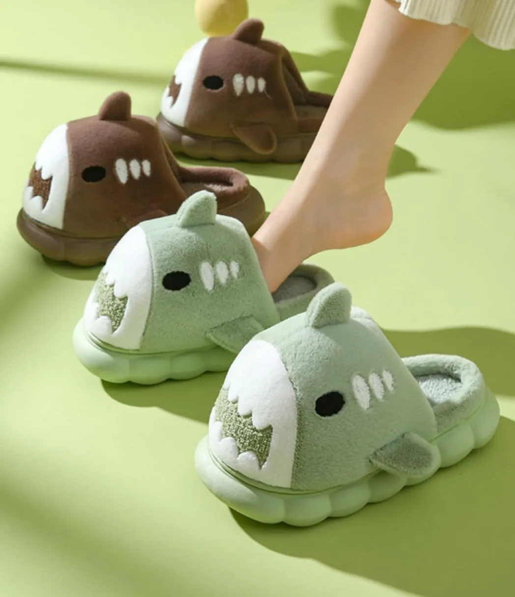 Animal Women's Cute Shark Slippers - Soft Plush, Warm Winter Home Slippers, Cotton Indoor and Outdoor Shoes