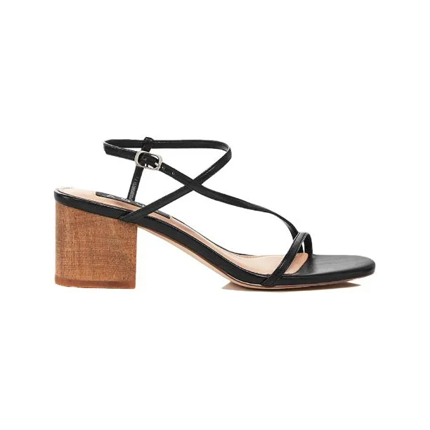 AQUA Womens Black Strappy Adjustable Strap Cushioned Amy Open Toe Block Heel Buckle Dress Slingback Sandal 9M