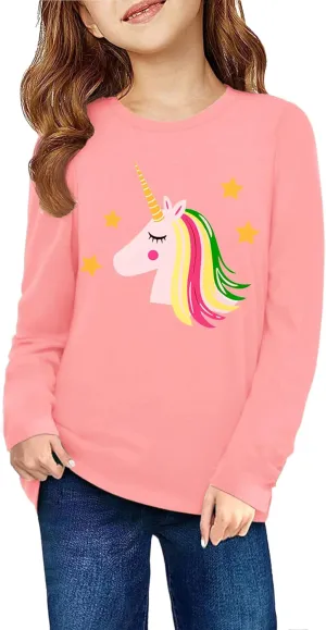 Arshiner Girls Unicorn Shirts Short Sleeve Flip Sequin T-Shirt Tops