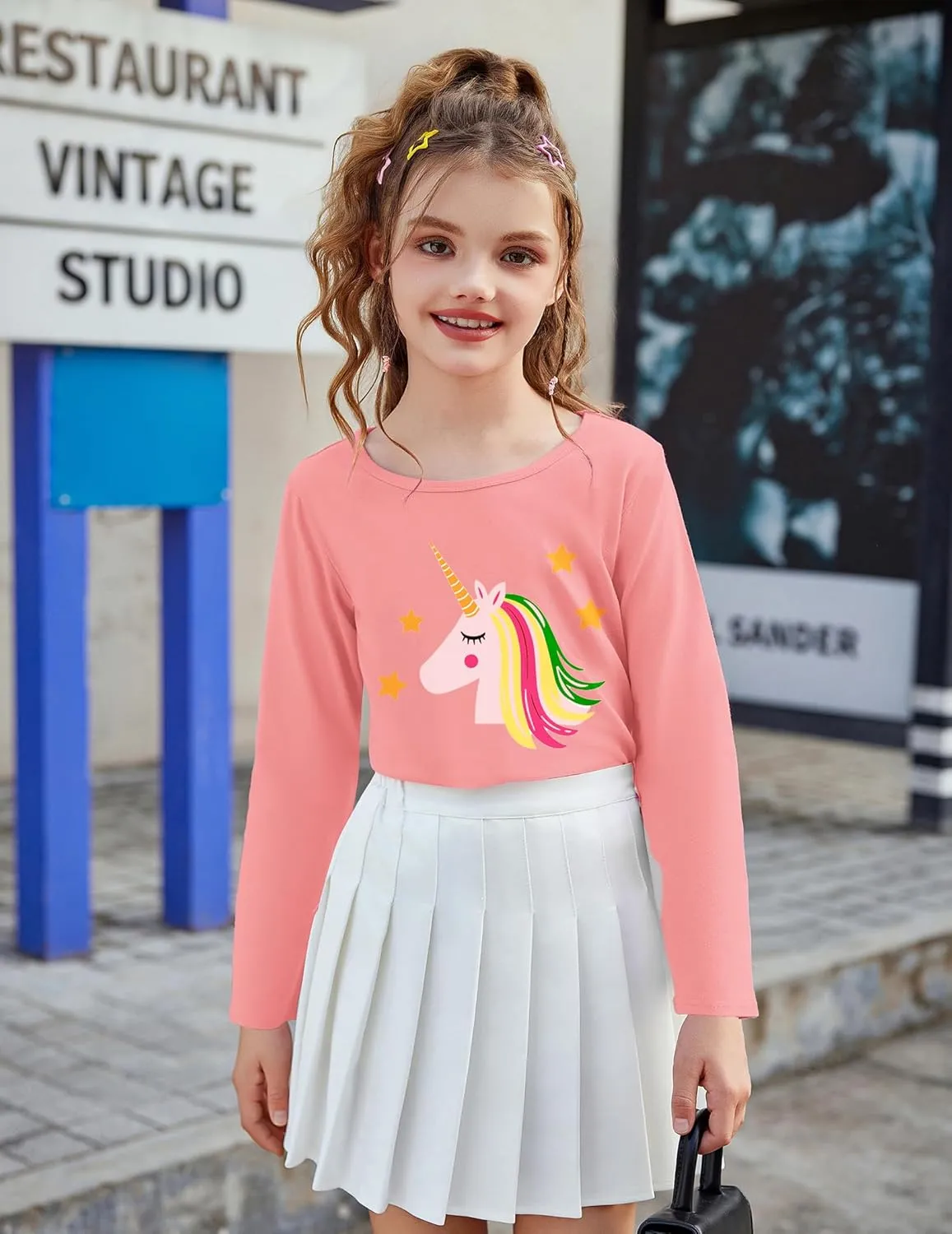 Arshiner Girls Unicorn Shirts Short Sleeve Flip Sequin T-Shirt Tops
