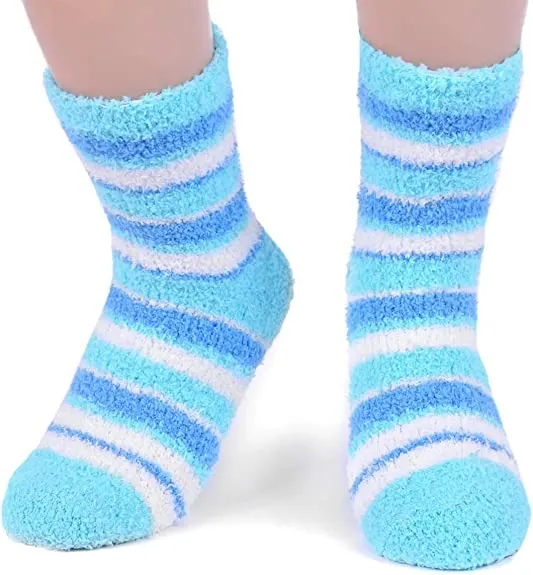 Assorted (3 Pairs) Women's Striped Warm Fuzzy Socks