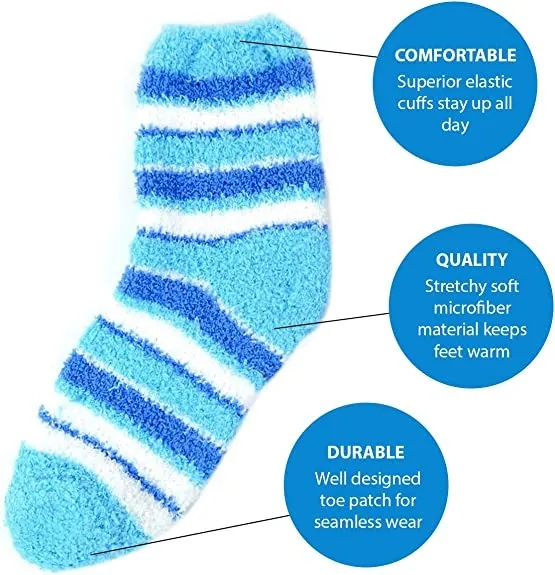 Assorted (3 Pairs) Women's Striped Warm Fuzzy Socks