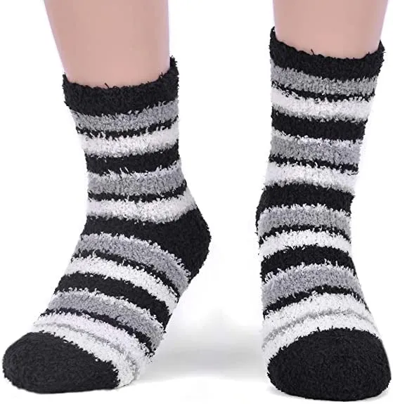 Assorted (3 Pairs) Women's Striped Warm Fuzzy Socks