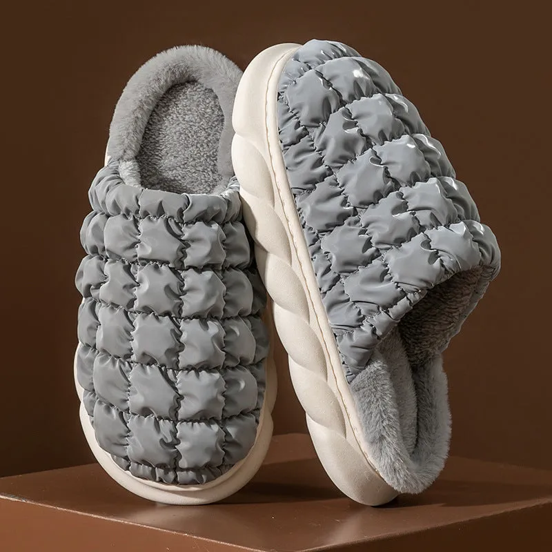 Autumn Winter New Cotton Wool Slippers Plus Velvet Warm Couple Slippers