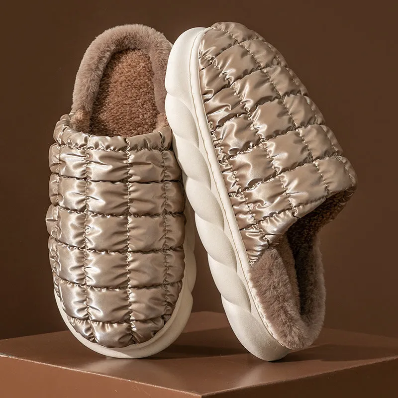 Autumn Winter New Cotton Wool Slippers Plus Velvet Warm Couple Slippers