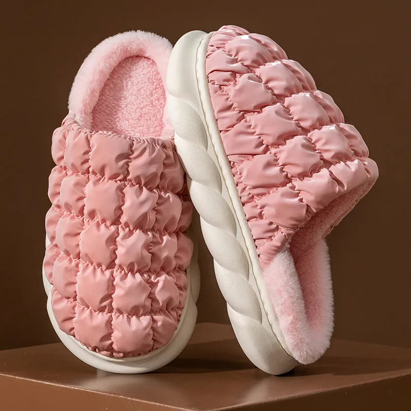 Autumn Winter New Cotton Wool Slippers Plus Velvet Warm Couple Slippers