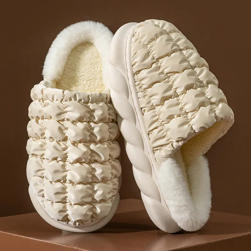 Autumn Winter New Cotton Wool Slippers Plus Velvet Warm Couple Slippers