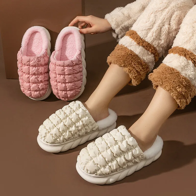 Autumn Winter New Cotton Wool Slippers Plus Velvet Warm Couple Slippers