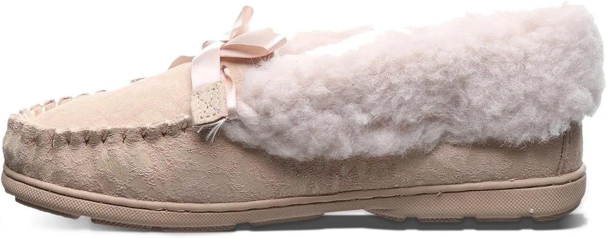 BEARPAW Womens Indio Exotic Suede Glitter Moccasin Slippers