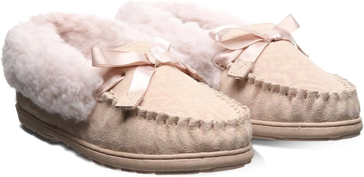 BEARPAW Womens Indio Exotic Suede Glitter Moccasin Slippers