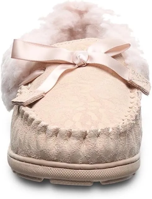 BEARPAW Womens Indio Exotic Suede Glitter Moccasin Slippers