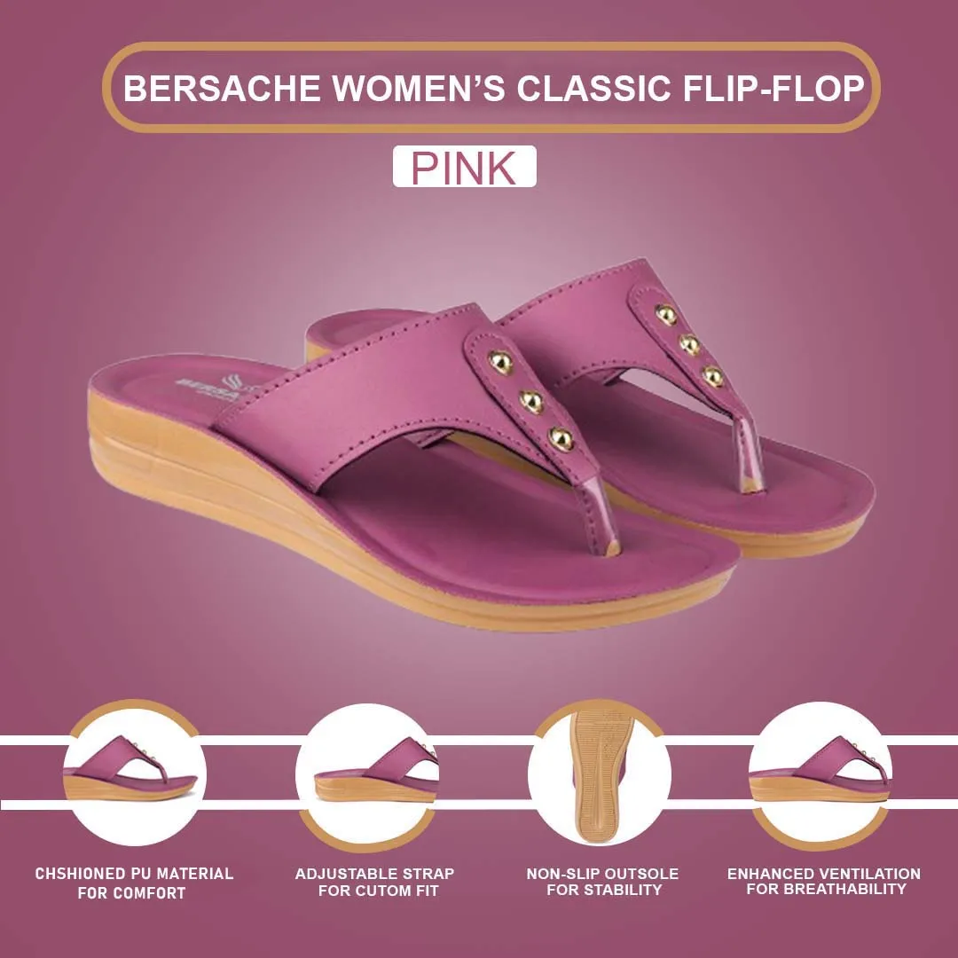 Bersache Extra Soft Classic Casual with  Regular wear with Ultra Soft & Flexibility Technology Flip Flop For Women's/Girl's-(6163-Pink)