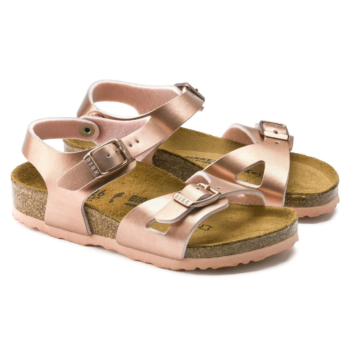 Birkenstock Kids Rio Birko-Flor Soft Metallic Rose Sandals