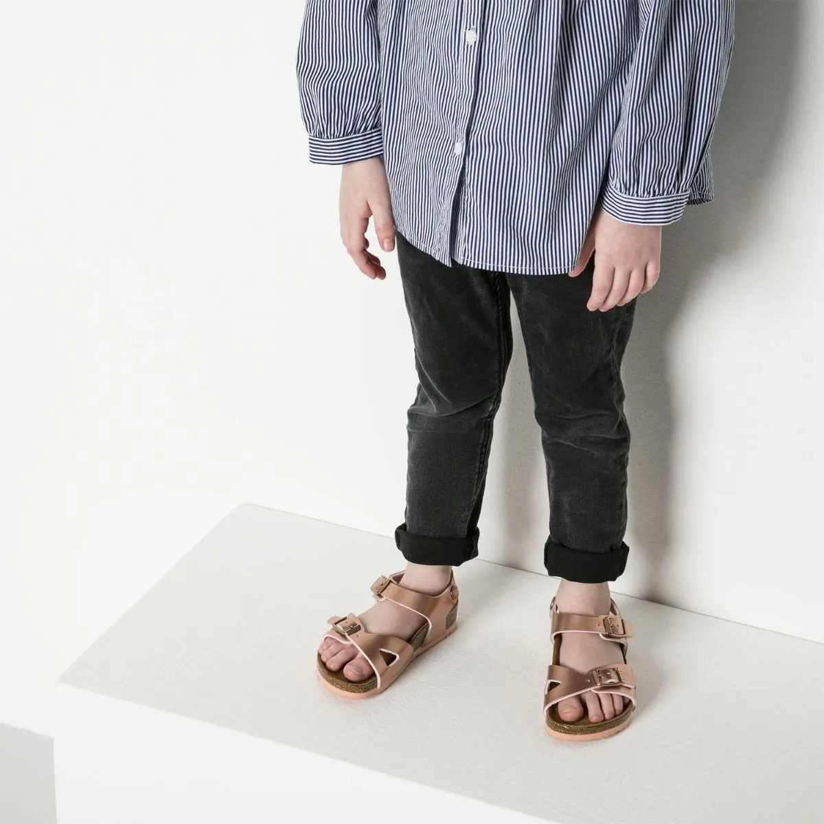 Birkenstock Kids Rio Birko-Flor Soft Metallic Rose Sandals
