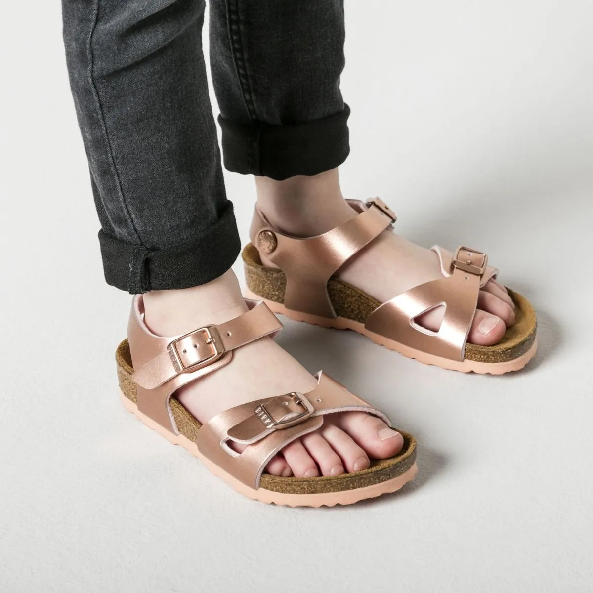 Birkenstock Kids Rio Birko-Flor Soft Metallic Rose Sandals