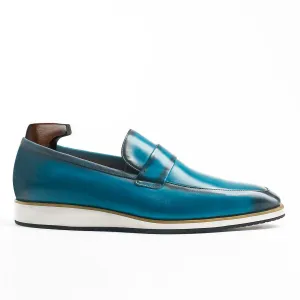 Blue Turquoise Hand-Painted Strap Loafers