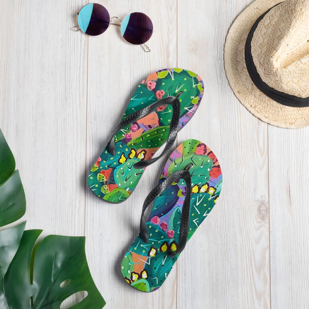 Boho Cactus Flip-Flops