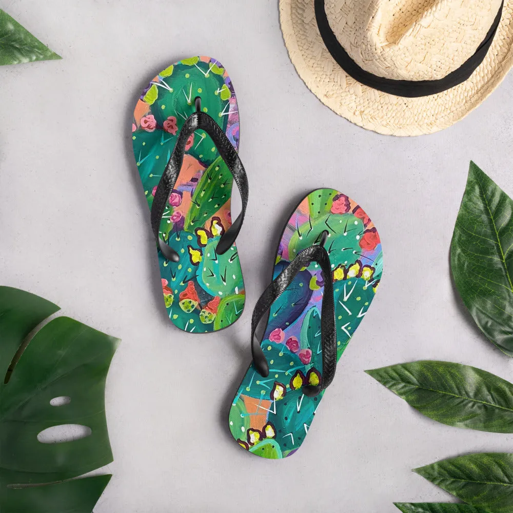 Boho Cactus Flip-Flops