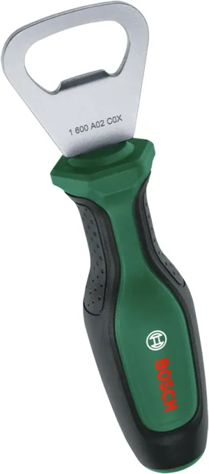 Bosch Home and Garden Bottle Opener, Metal, Ergonomic Screwdriver Handle, 3mm Thick Metal Cap Lip, Compact and Robust