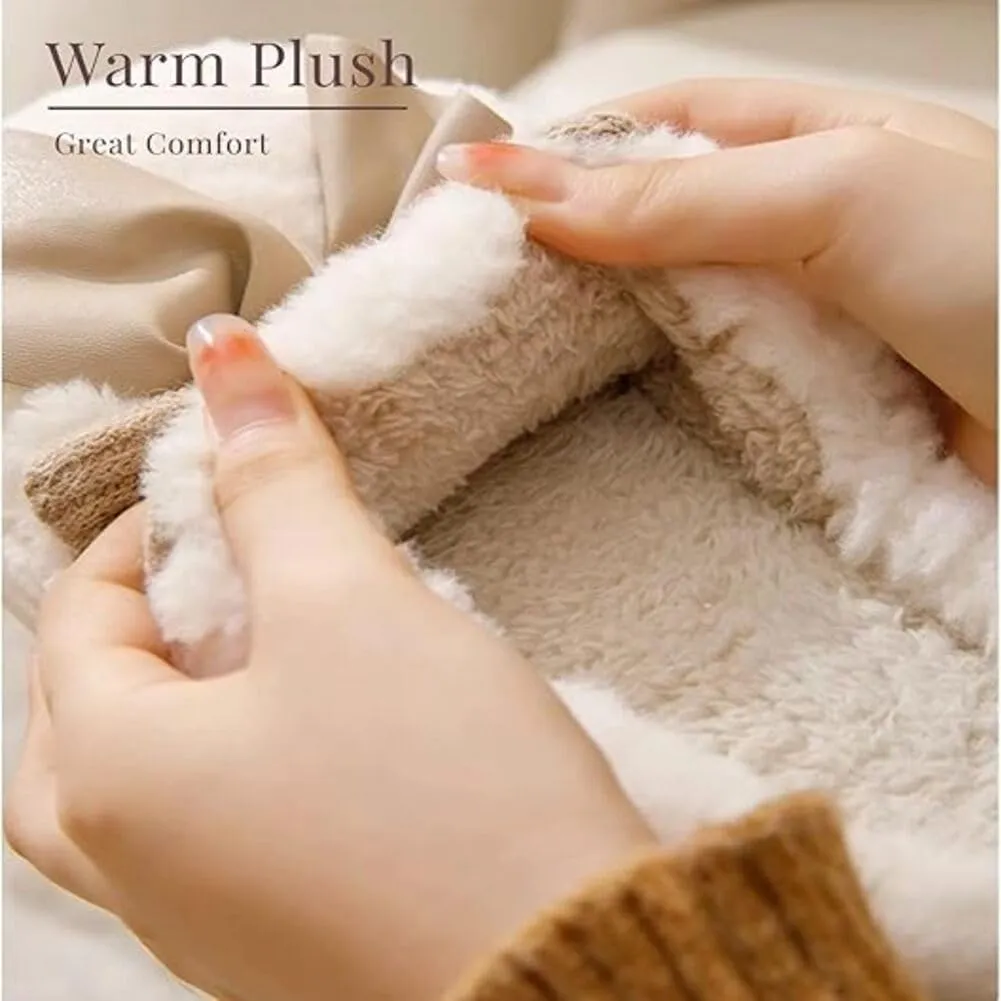 Bow Slippers for Women, Cute Cartoon Fluffy Warm Slippers with Bow, Winter Cozy House Slippers Plush Indoor Outdoor Shoes