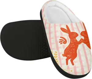 Boy Girls Winter Warm Slippers Cute Fluffy Plush Slippers Animal Print House Shoes Non Slip Indoor Slippers US9-15