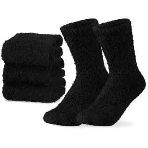 Boyiee 3 Pairs Black Fuzzy Socks Womens Fluffy Socks Soft Slipper Socks Fleece Sleeping Socks Plush Winter Warm Socks