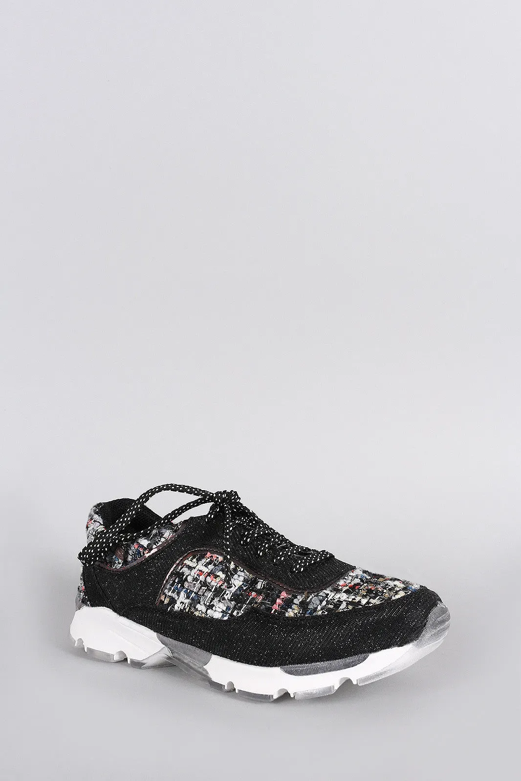 Budget-conscious Bamboo Glitter Lace Multi-purpose Frayed Up Sneaker