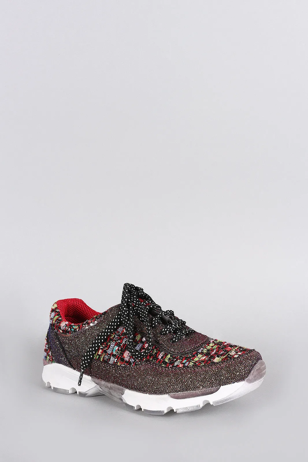 Budget-conscious Bamboo Glitter Lace Multi-purpose Frayed Up Sneaker