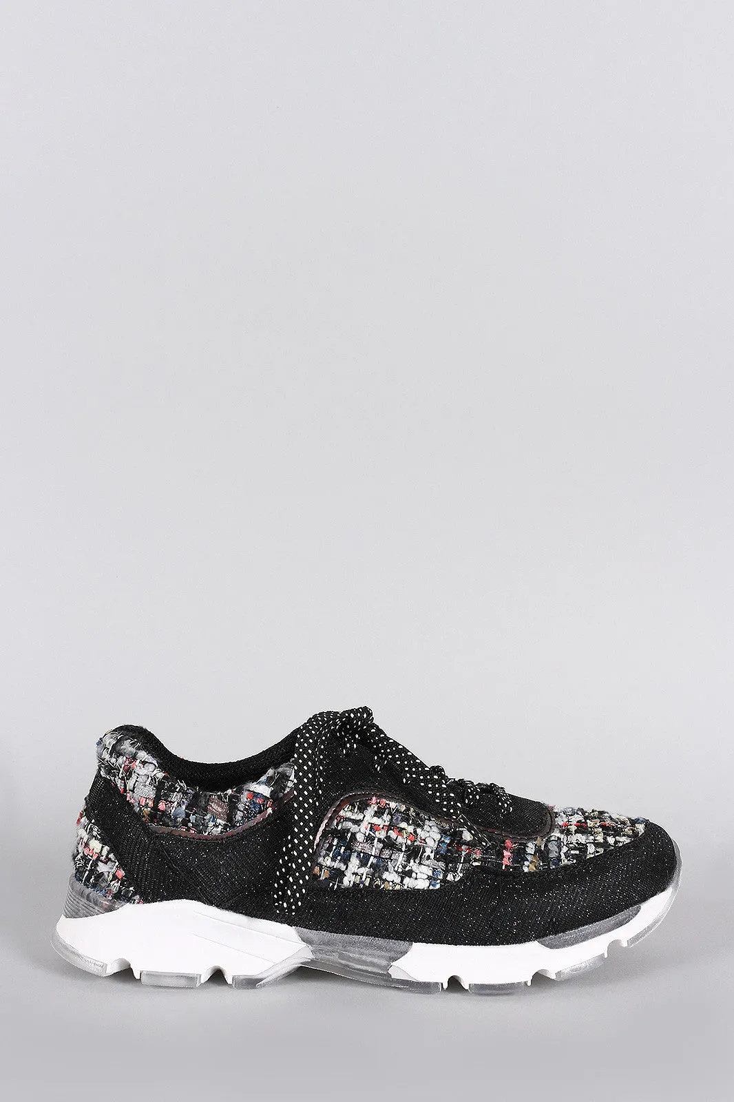 Budget-conscious Bamboo Glitter Lace Multi-purpose Frayed Up Sneaker