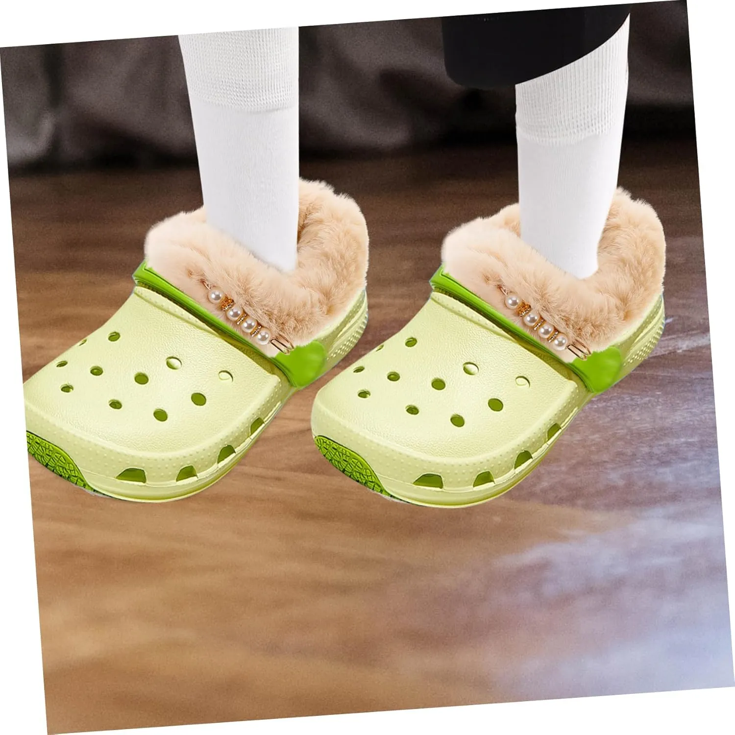 Cabilock Detachable Furry Shoes Insoles Liner Plush Hole Shoe Insert Warm Liner Size