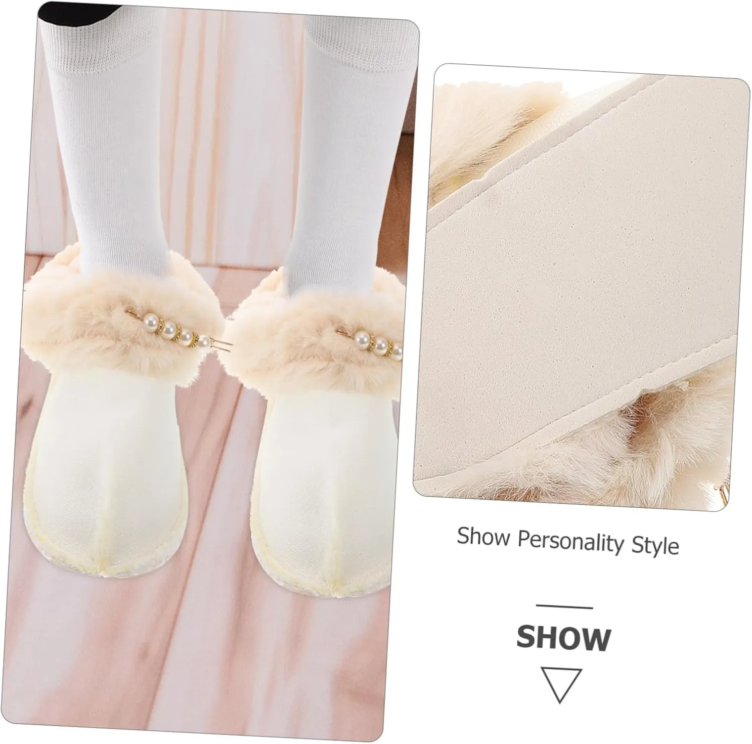 Cabilock Detachable Furry Shoes Insoles Liner Plush Hole Shoe Insert Warm Liner Size