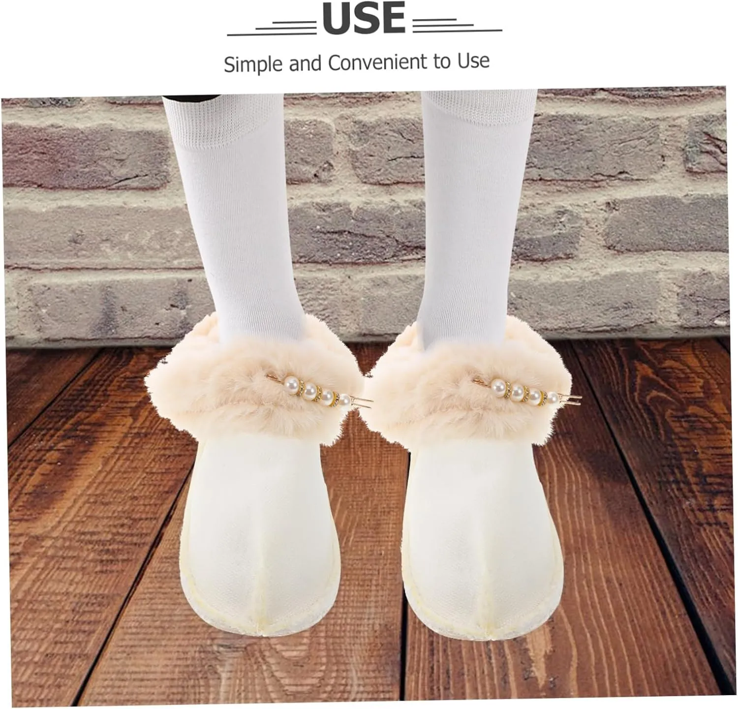 Cabilock Detachable Furry Shoes Insoles Liner Plush Hole Shoe Insert Warm Liner Size