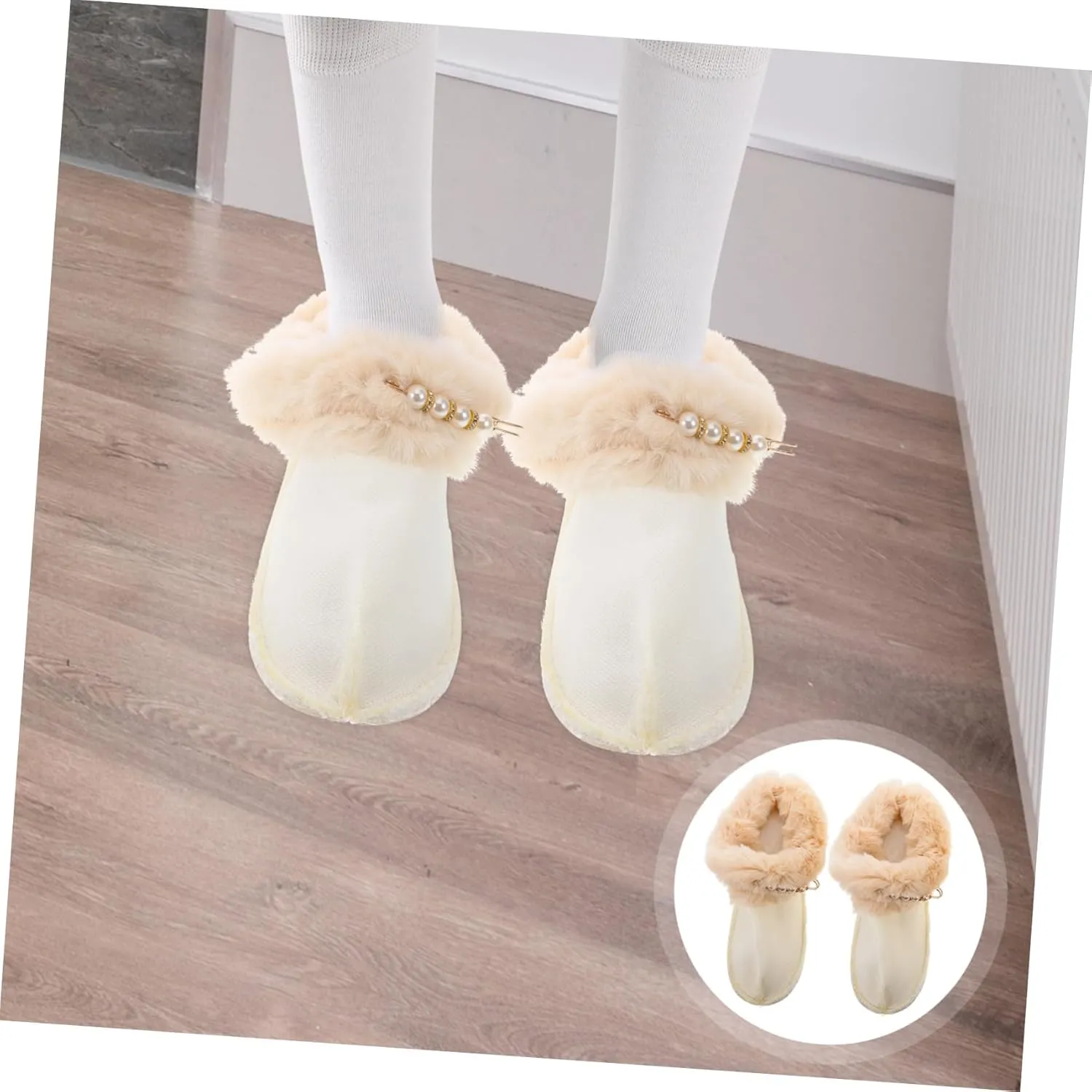 Cabilock Detachable Furry Shoes Insoles Liner Plush Hole Shoe Insert Warm Liner Size